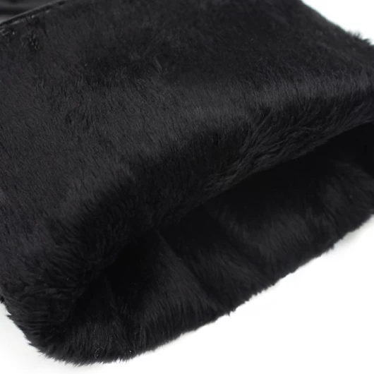 Pearl Detail Black Wrist Warming Full Finger Gloves - Image 3