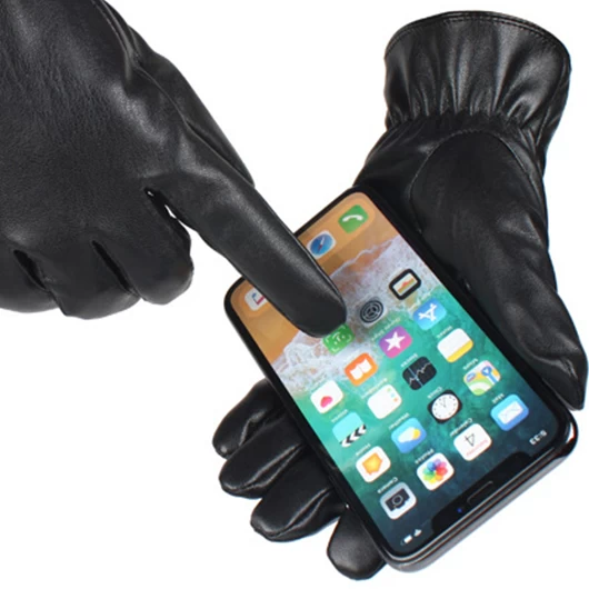 Pearl Detail Black Wrist Warming Full Finger Gloves - Image 4