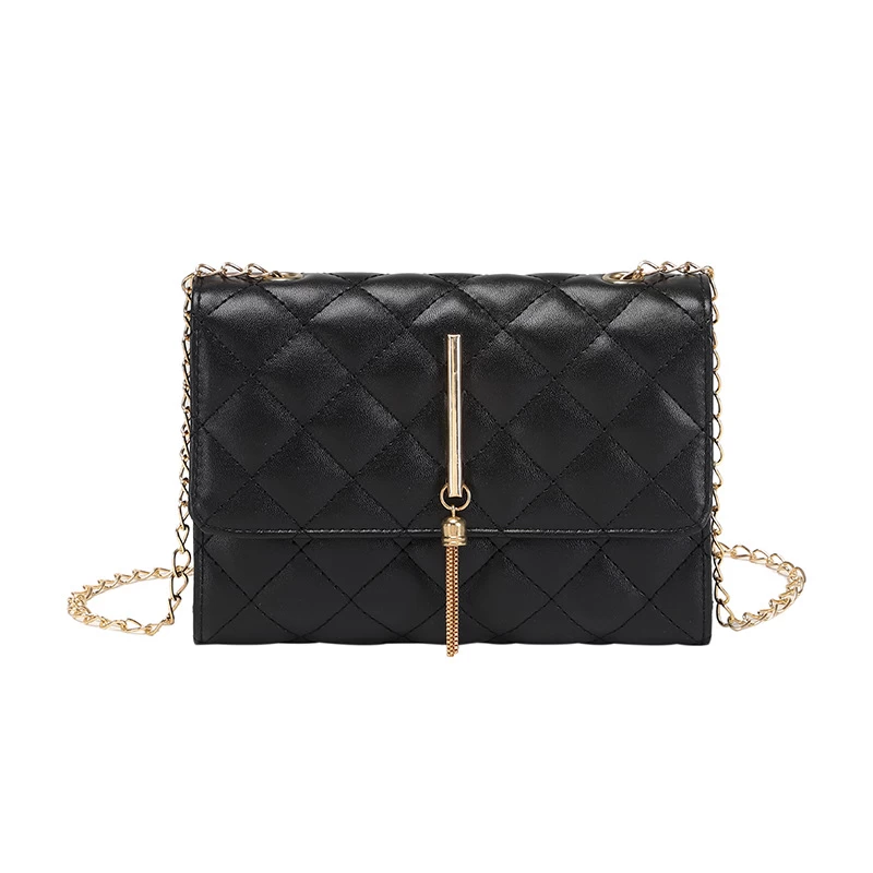 Black Magnetic Chains PU Crossbody Bag