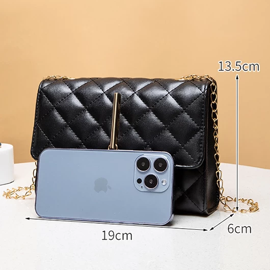 Black Magnetic Chains PU Crossbody Bag - Image 4