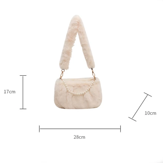 Patchwork Pearl White Zip Shoulder Bag - Image 3