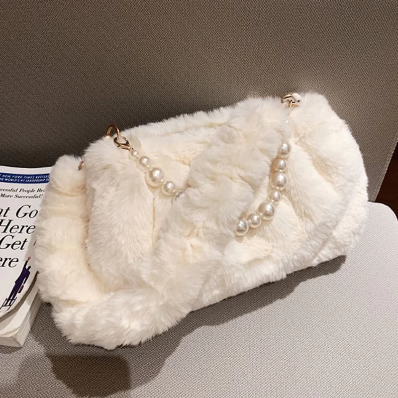 Patchwork Pearl White Zip Shoulder Bag - Image 2