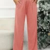 Dusty Pink Pocket Elastic Waist High Waisted Pants