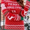 Christmas Red Letter Print Long Sleeve Round Neck Sweater