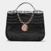 Black Magnetic Chains Crocodile Print Crossbody Bag