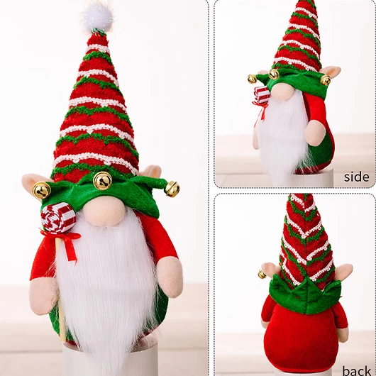 Bell Detail Red Christmas Print Doll Decoration - Image 2