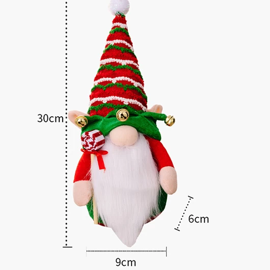 Bell Detail Red Christmas Print Doll Decoration - Image 3