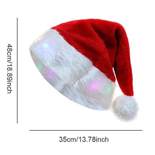 Red Plush Christmas Glowing Santa Hat - Image 3